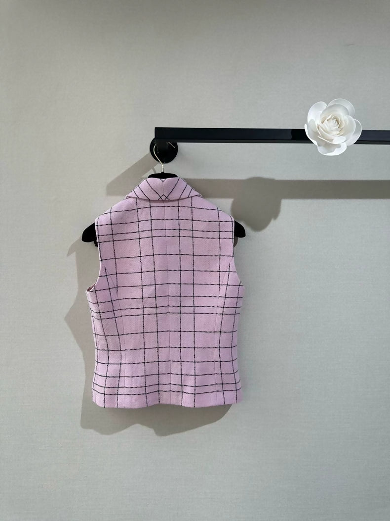 Chanel 24S pink plaid vest
