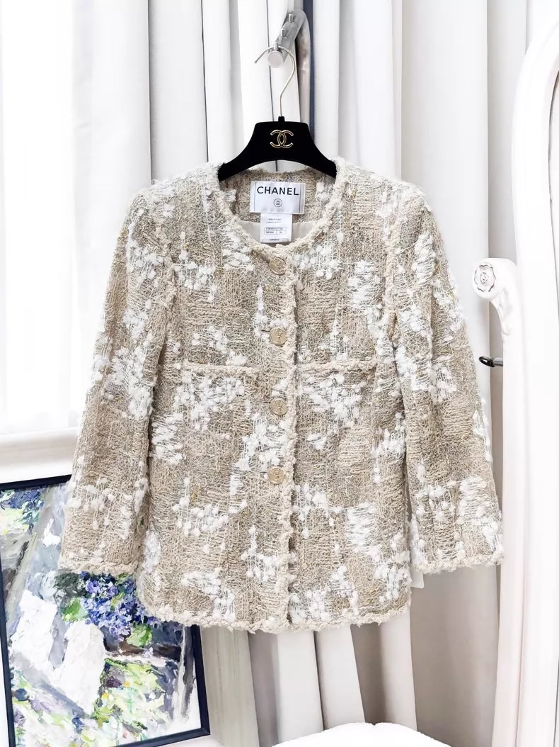 Chanel 10S beige tweed jacket