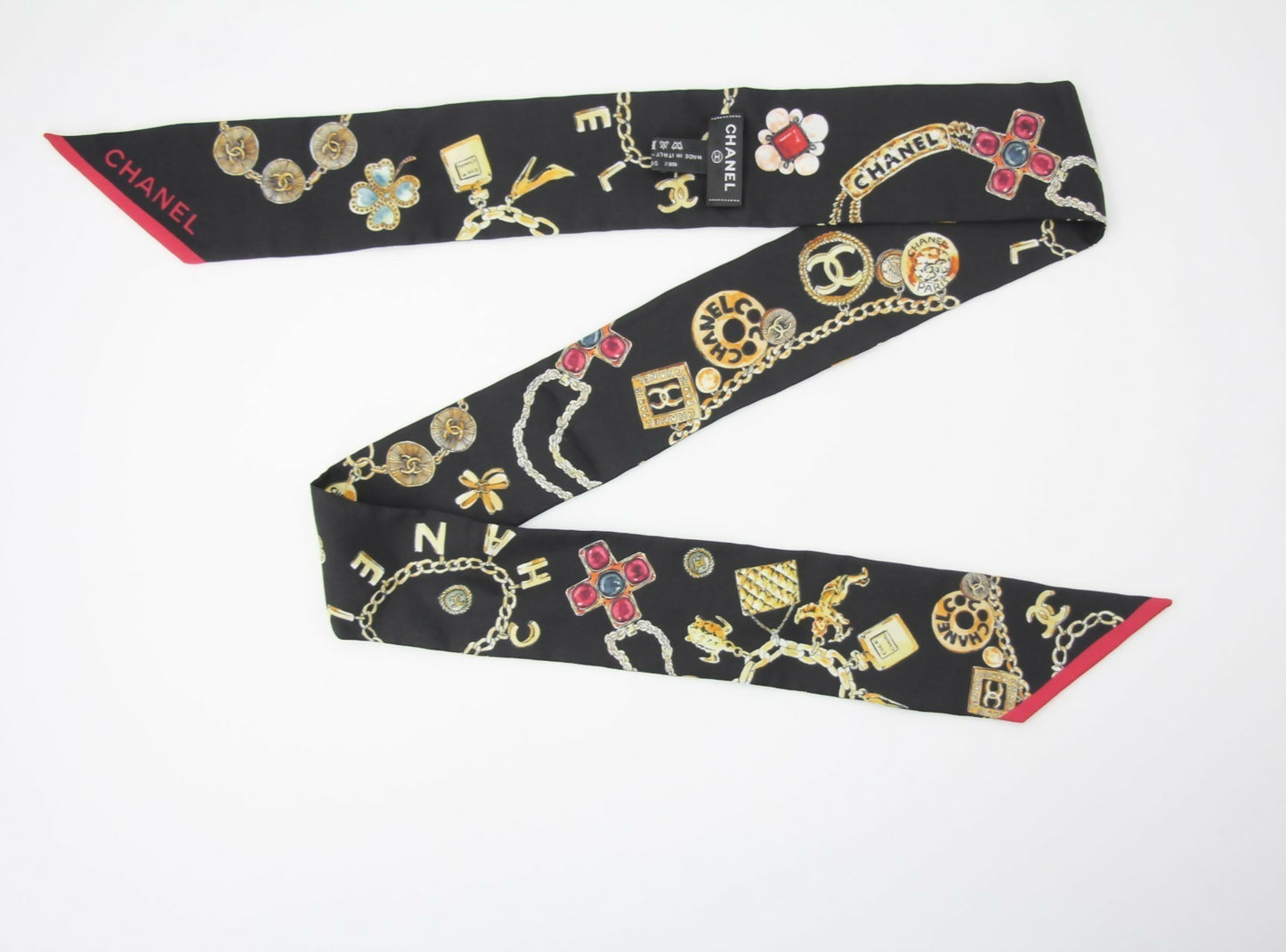 Chanel 20s 100% Silk Black Jewellery Perfume Bottle and Scarf