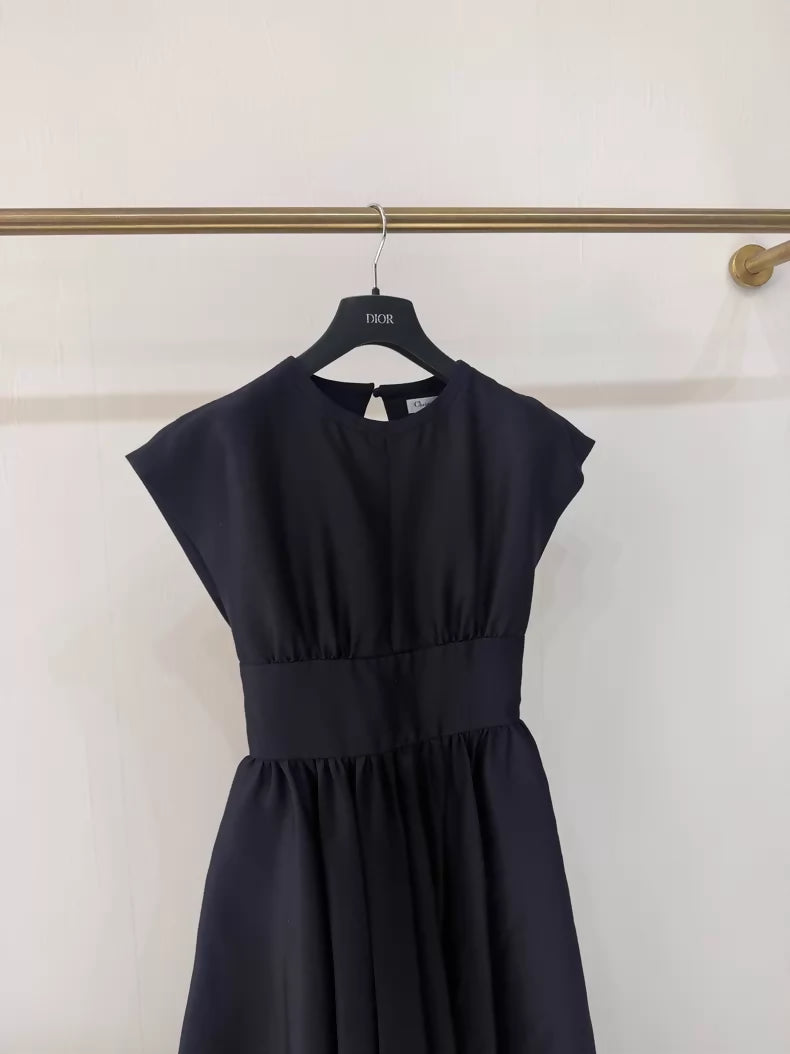 Dior black pleated evening gown in silk and wool