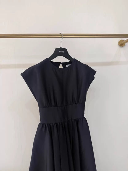 Dior black pleated evening gown in silk and wool