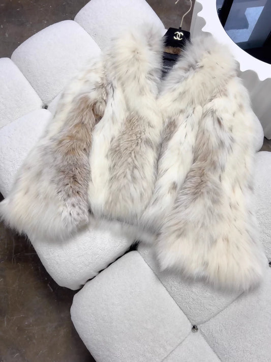 Dior white fur coat