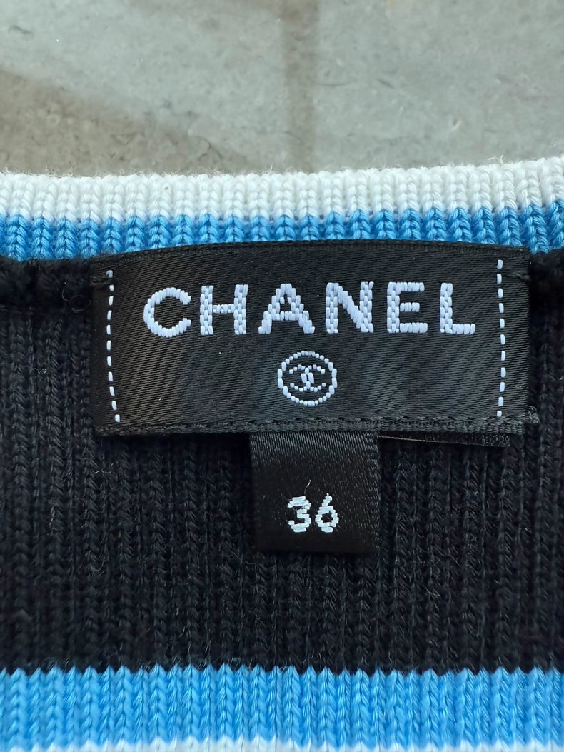 Chanel 24A striped blue and black top
