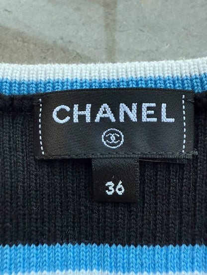 Chanel 24A striped blue and black top