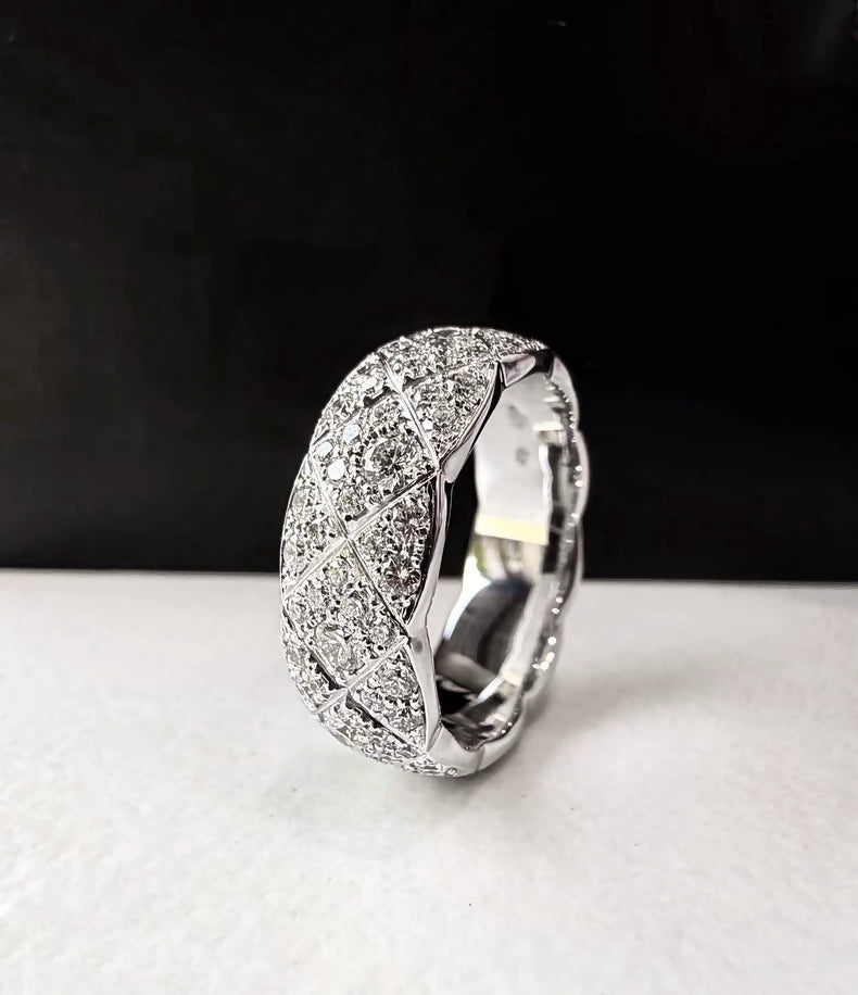 Chanel Coco Crush wide white gold ring with full diamonds