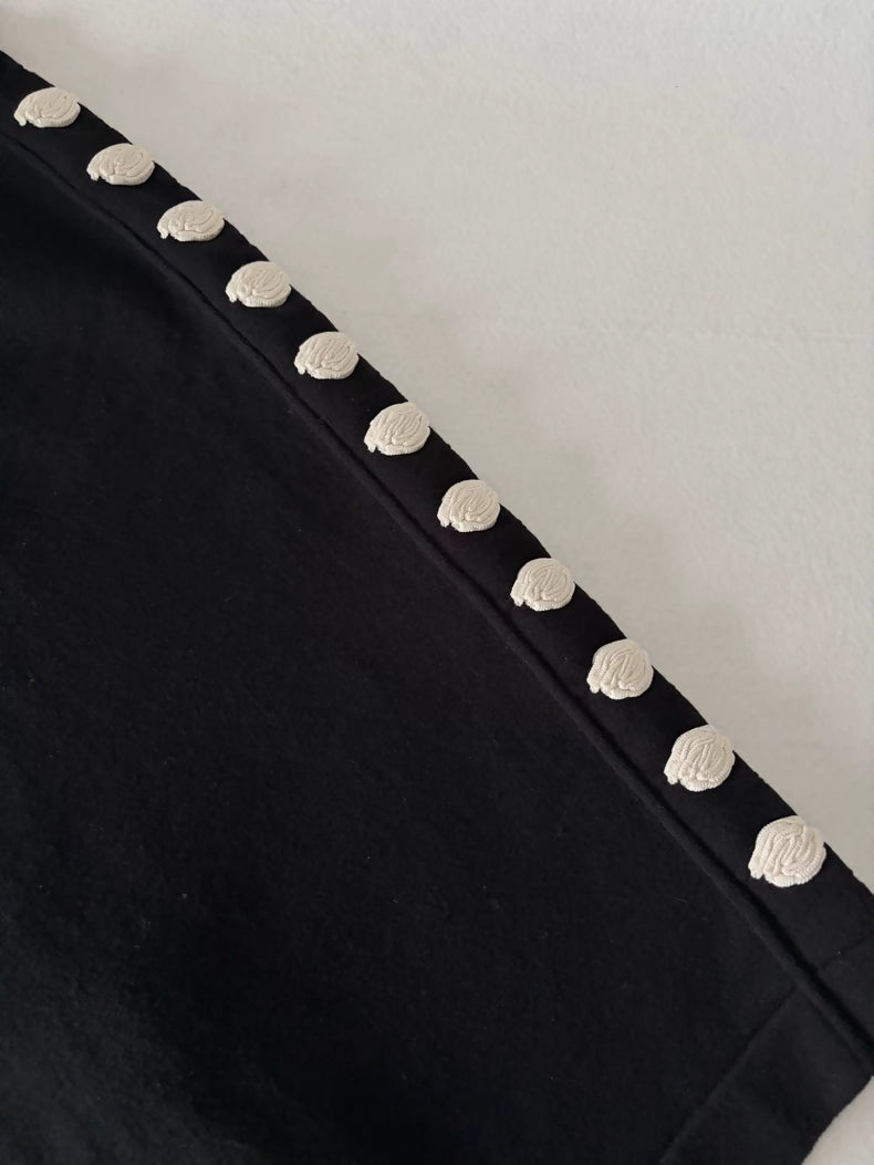 Chanel Black Camellia Knit Skirt