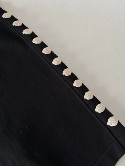 Chanel Black Camellia Knit Skirt