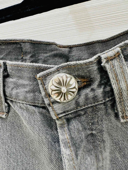 Chrome Hearts 2024 denim pant with Black/Grey/Silver with jewelled patterns