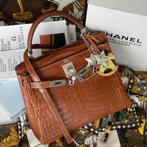 Hermès Kelly 28 Saddle Crocodile leather palladium hardware