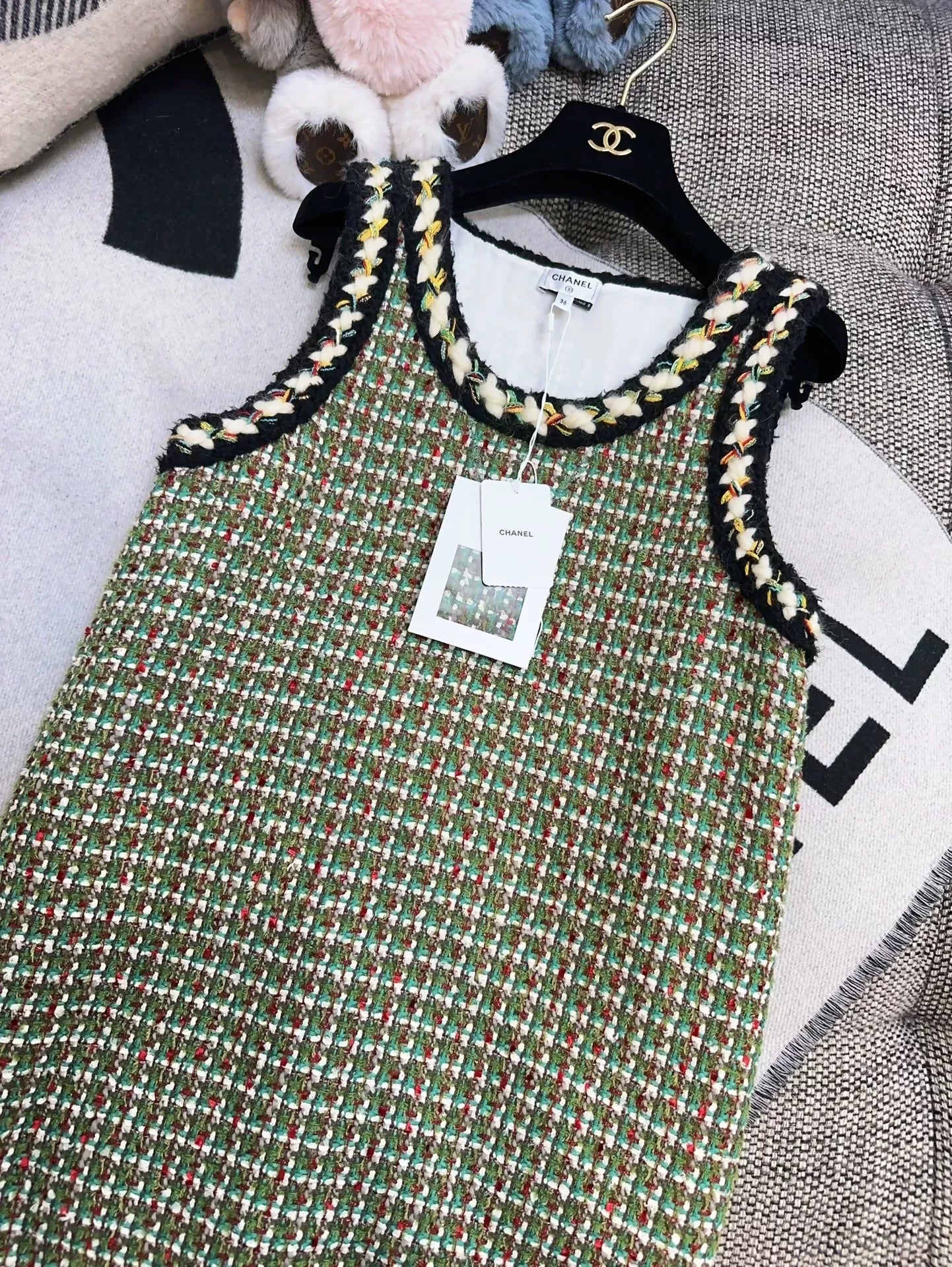 Chanel 23A Green Tweed Dress