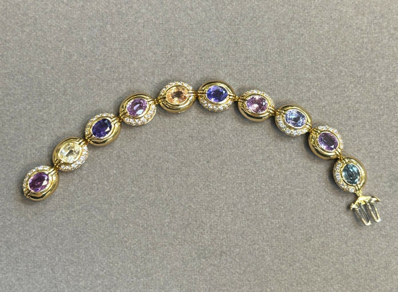 Bvlgari Certified Natural Unheated Multi Color Sapphire and Diamond Bracelet