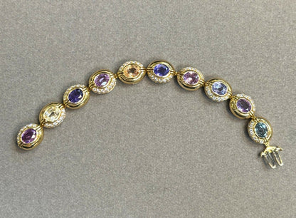 Bvlgari Certified Natural Unheated Multi Color Sapphire and Diamond Bracelet