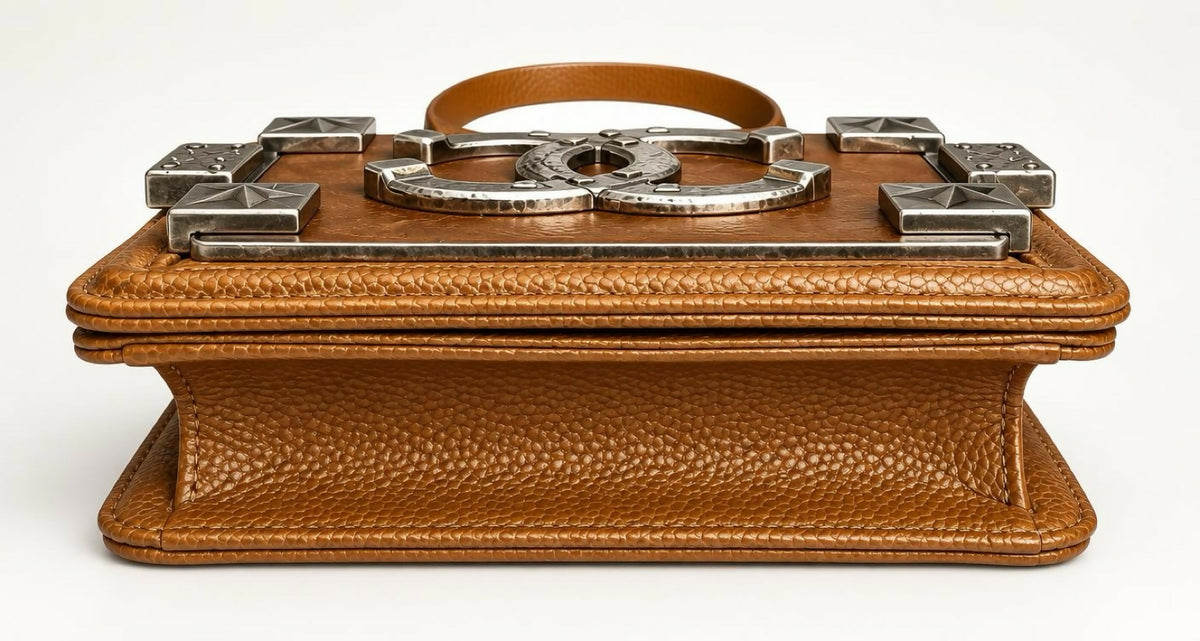Chanel 14A Paris Dallas Brown Caviar Mini Boy Brick Bag rare