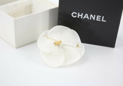 Chanel Vintage 81-85 Silk White Camellia Brooch