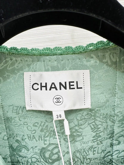 Chanel 24A green tweed jacket and skirt set