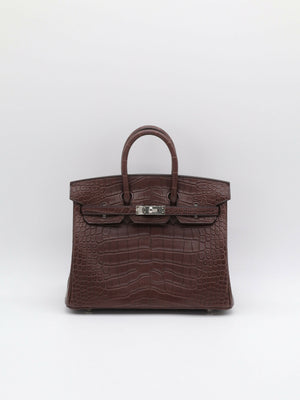 Hermès Birkin 25 Havane Matte Alligator Palladium hardware