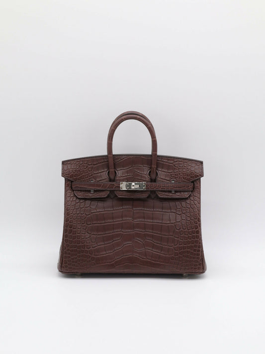 Hermès Birkin 25 Havane Matte Alligator Palladium Hardware
