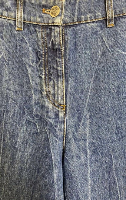 Chanel 19P Sand By The Sea Wide Leg Blue Jeans FR 36