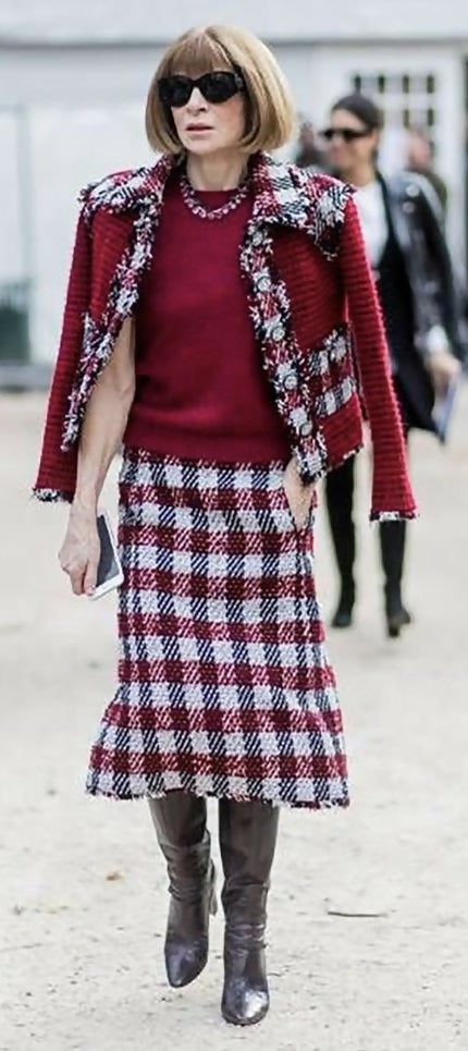 Chanel 16A Runway Burgundy Plaid Tweed Fringe Jacket FR 40