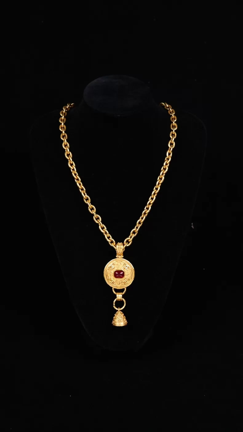 Chanel 1994 Burgundy Glass Necklace