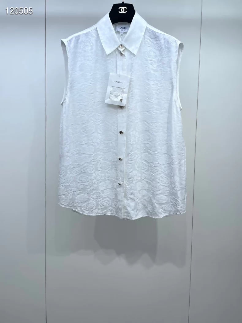 Chanel 25A Camellia white Shirt