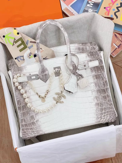 Hermès Birkin 25 Himalaya matte crocodile leather palladium hardware