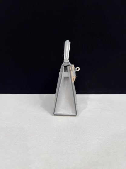 HERMES Mini Kelly 20 Olympic Silver leather gold hardware