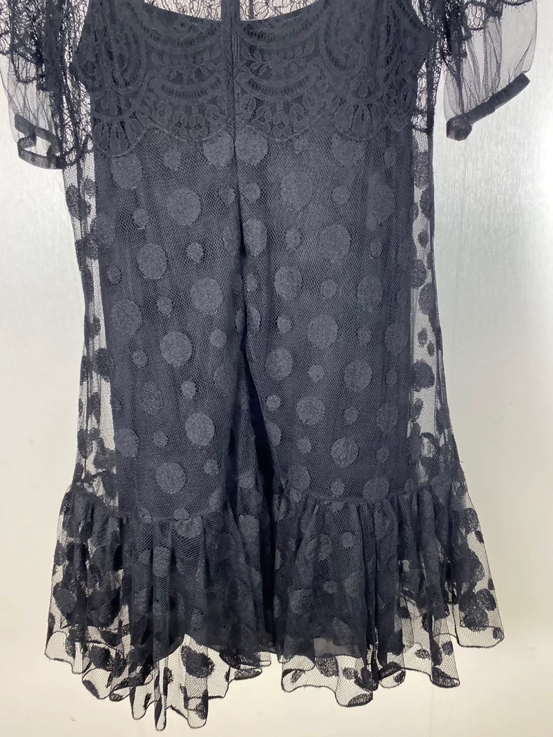 Dior embroidered mesh polka dot silk lining dress