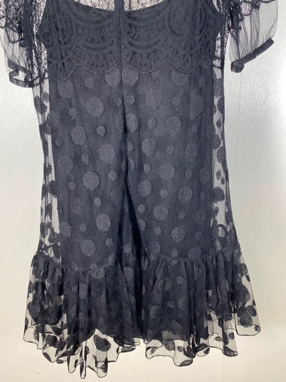 Dior embroidered mesh polka dot silk lining dress