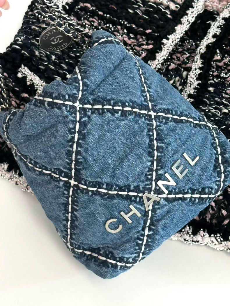 Chanel 24P 22bag mini quilted denim bag
