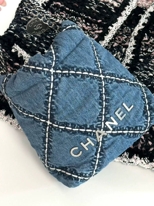 Chanel 24P 22bag mini quilted denim bag