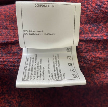 Chanel 2019 Burgundy Navy Wool Cashmere Tweed Trim CC Buttons Dress FR 40