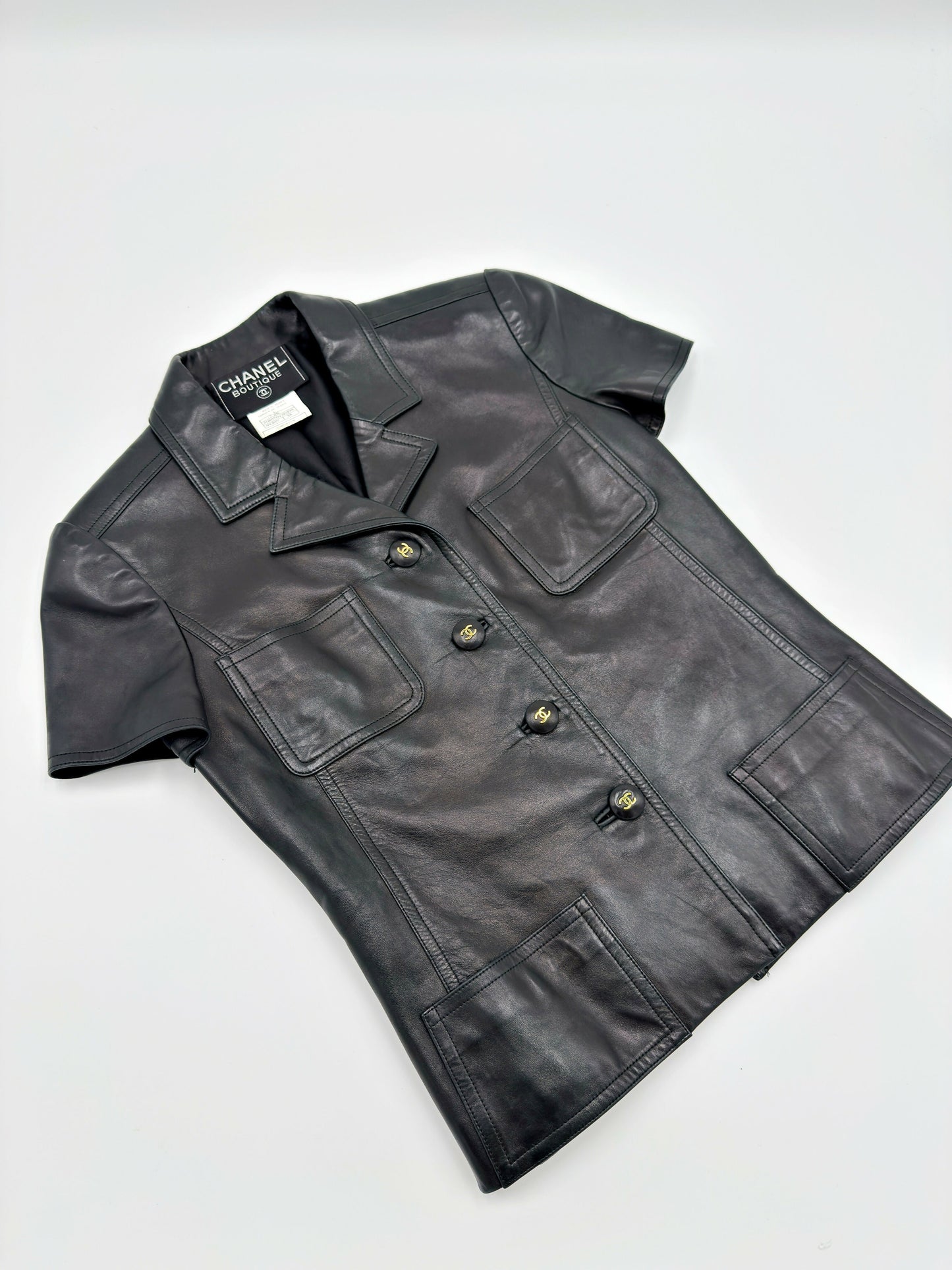 Chanel 97C Black Leather Jacket_Size 38
