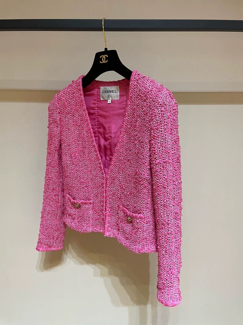Chanel 21C tweed pink coat