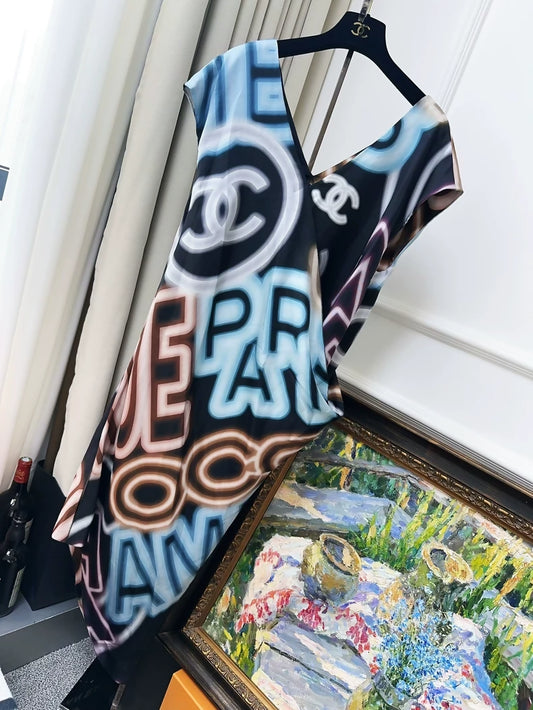 Chanel 21S neon CC logo dress