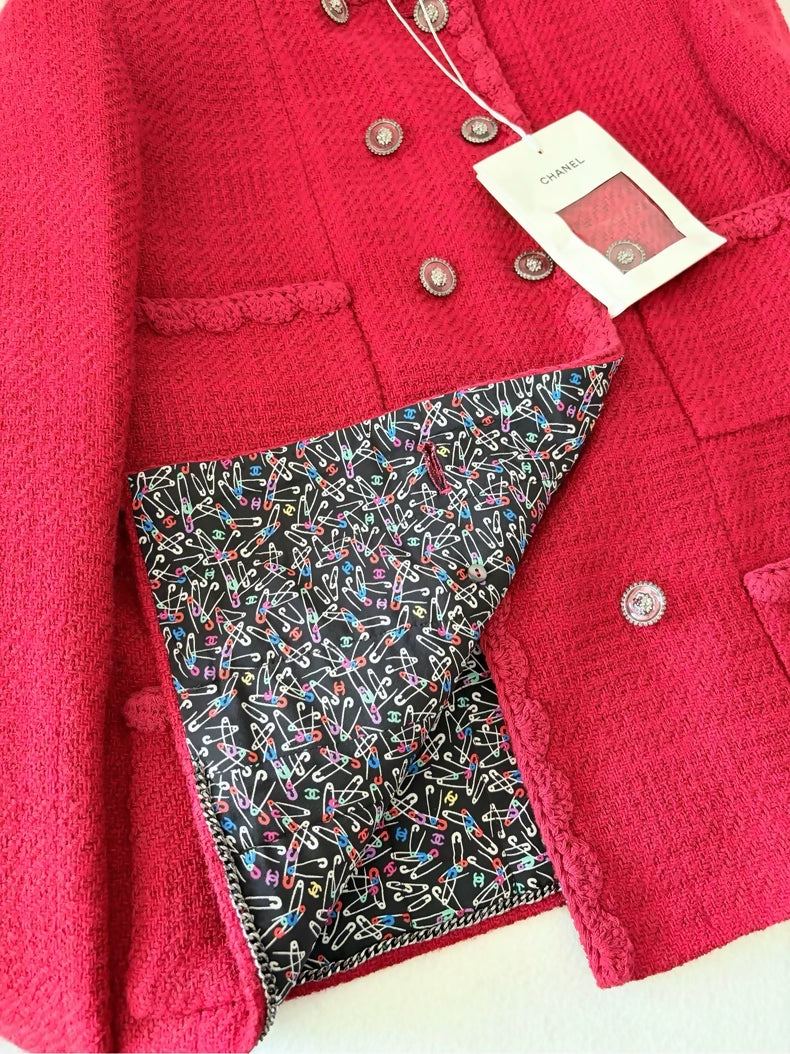 Chanel 24A Red tweed Jacket
