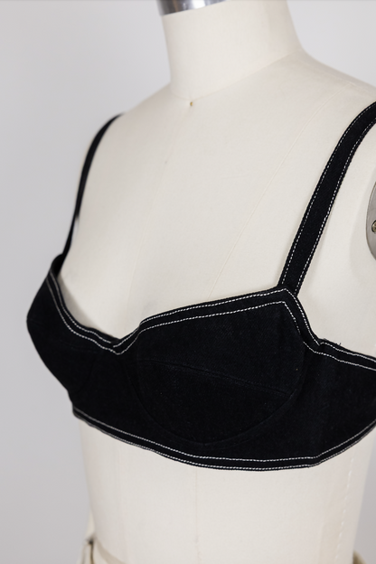 Chanel Vintage 1994 Spring/Summer Vintage Black Denim Bra Bustier