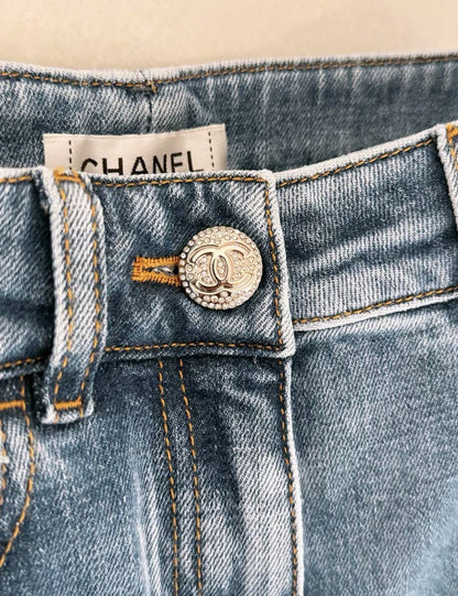 Chanel Ski Series Double C Fur Jeans Size 34