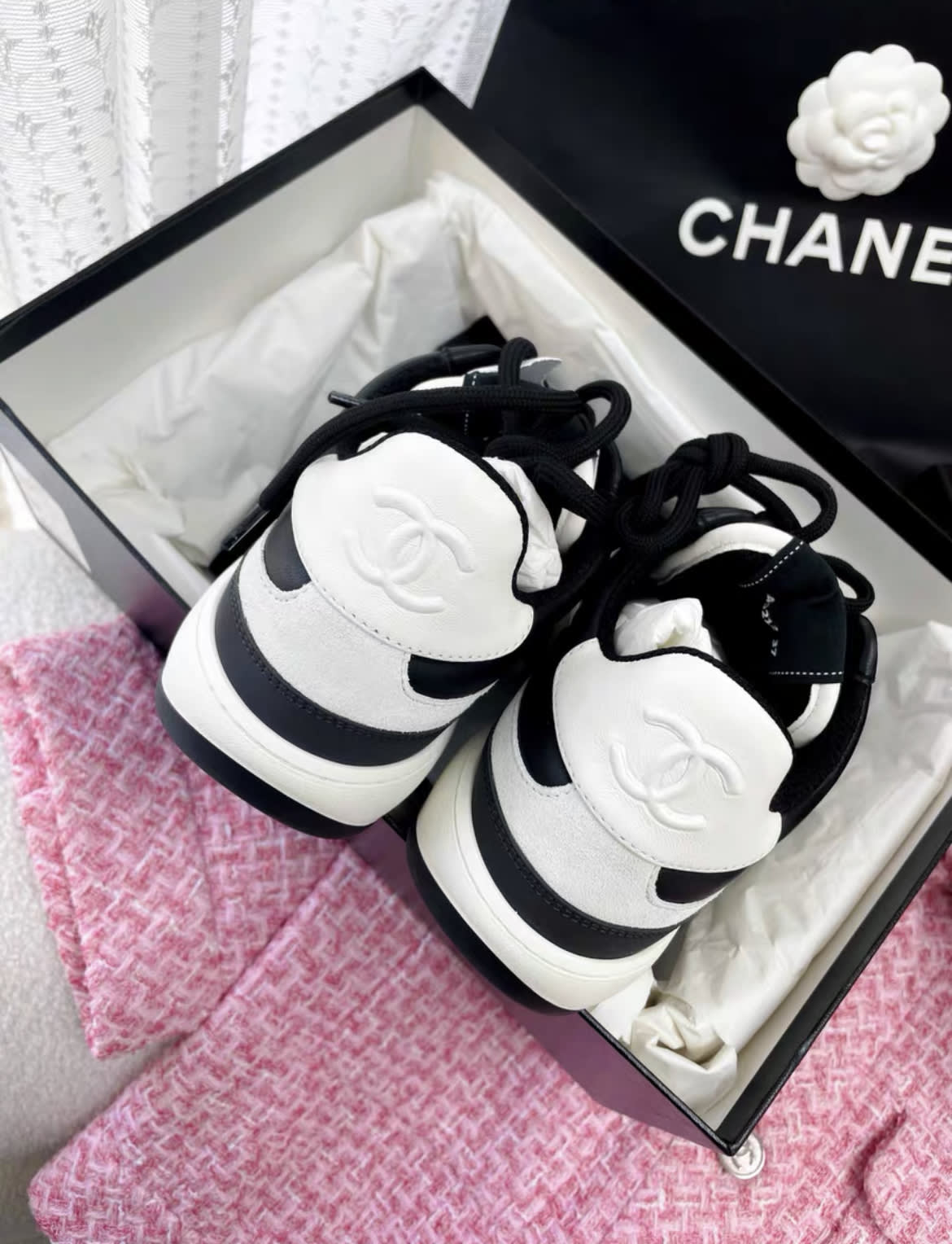 Chanel 23B new black sneakers