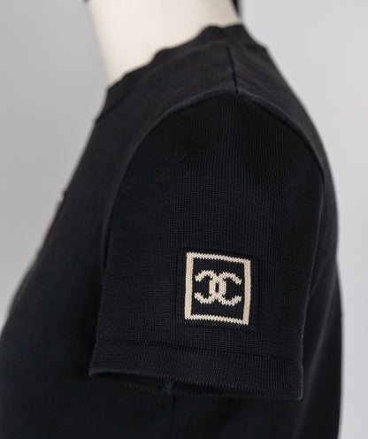Chanel 2003 Vintage Navy Blue Knit Logo Lounge Set