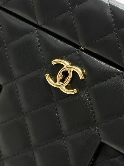 Chanel Métiers d'Art collection, classic black lambskin quilted jewelry case, large size,