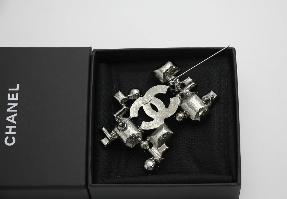 Chanel Vintage 05P Coloured Rhinestones Blue Brooch