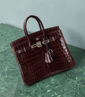 Hermès Birkin 25 Havana Porosus Shiny Crocodile Leather Palladium Hardware