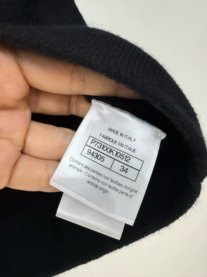 Chanel 22A black knitted vest with charms