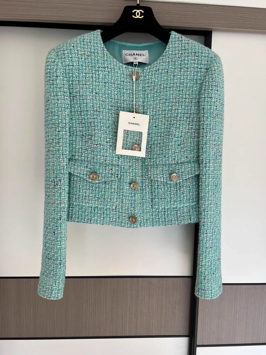 Chanel 25A mint green tweed  jacket