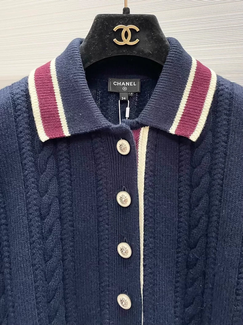 Chanel 26C blue cashmere knit sweater