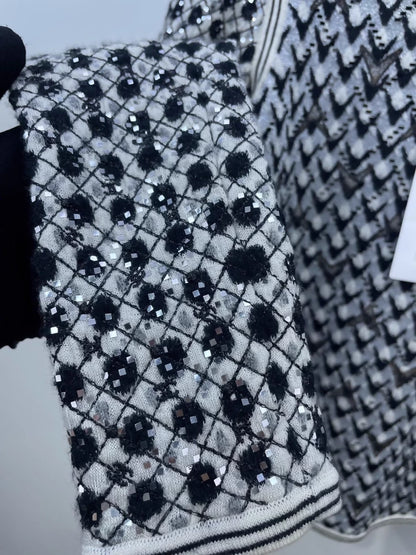 Chanel 21A Black Silver Sequin Knit Top