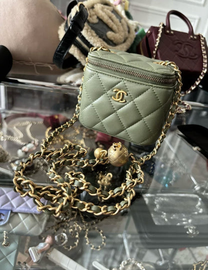 Chanel Green Golden Ball Vanity Mini Crossbody Bag