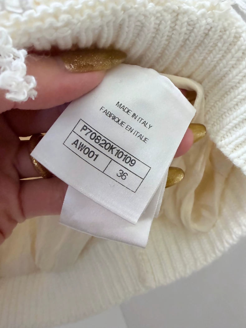 Chanel 21S White tweed top