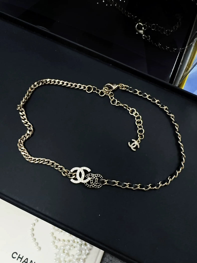 Chanel 22B leather chain necklace